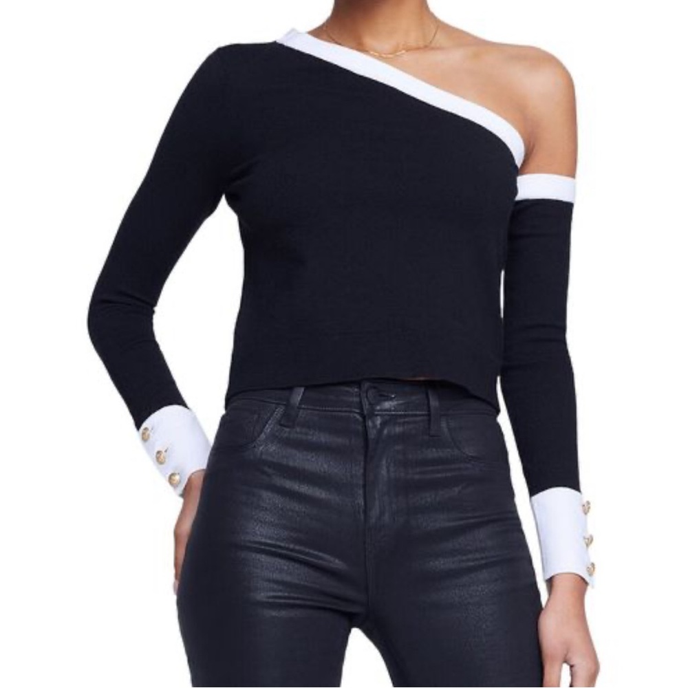 L’agence NWT Maeve Off Shoulder Pullover Sweater Preppy Sexy Classic Womens XXS